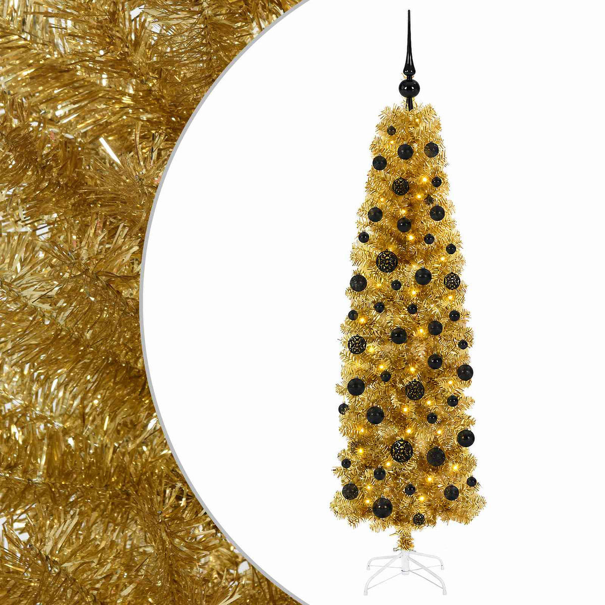 Umjetno usko božićno drvce s kuglicama 180 cm 300 LED lampica