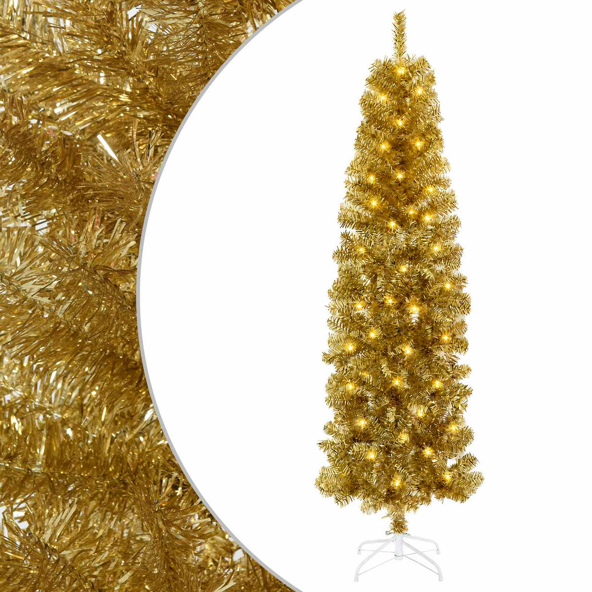 Umjetno usko božićno drvce s kuglicama 180 cm 300 LED lampica