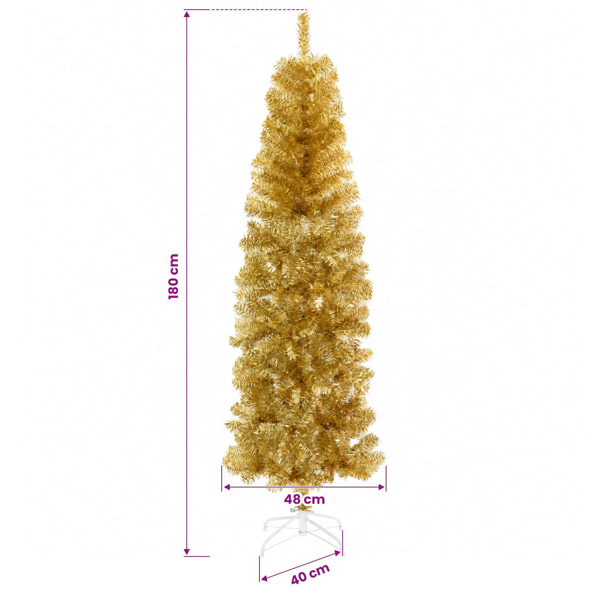 Umjetno usko božićno drvce s kuglicama 180 cm 300 LED lampica