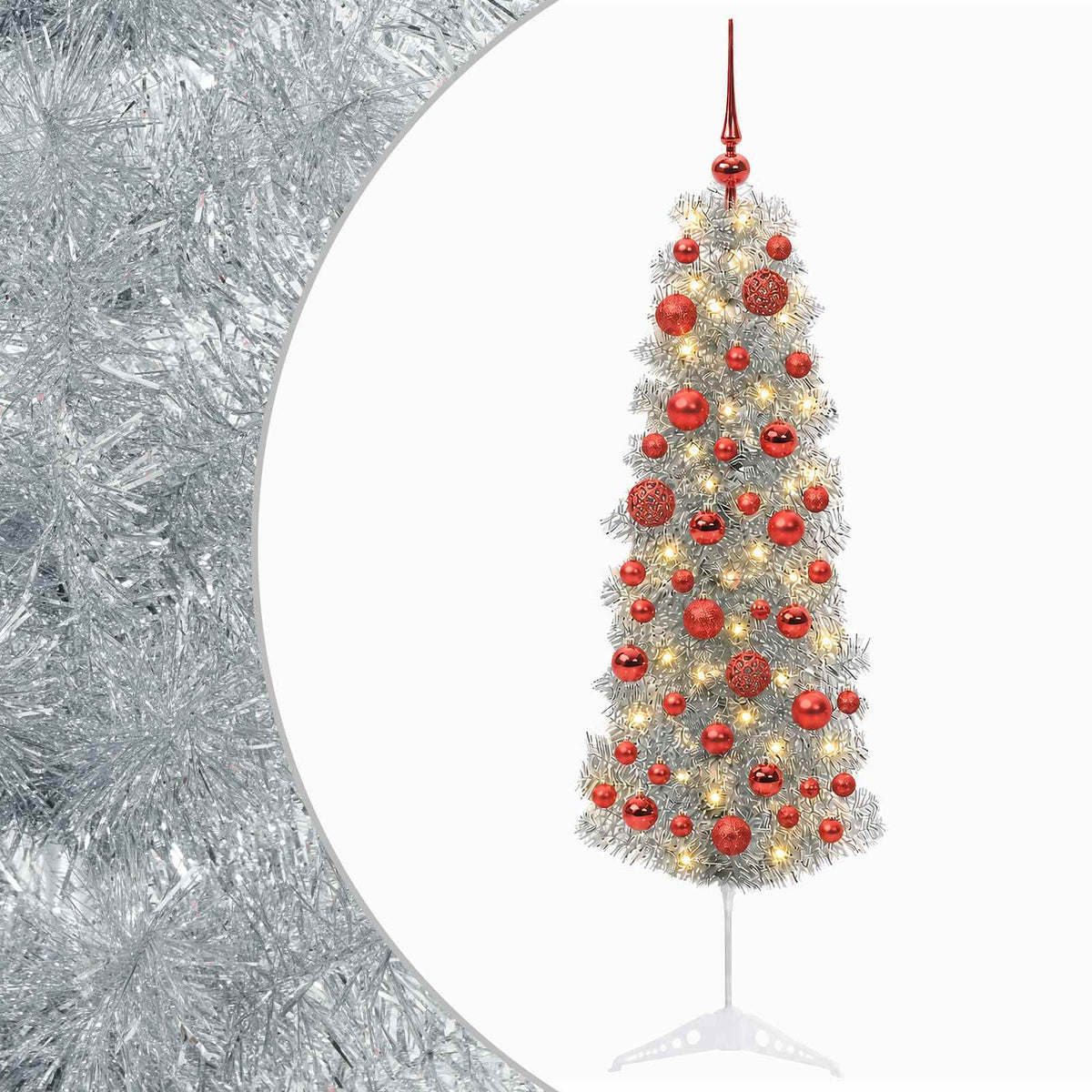 Umjetno usko božićno drvce s kuglicom 150 cm 150 LED lampica