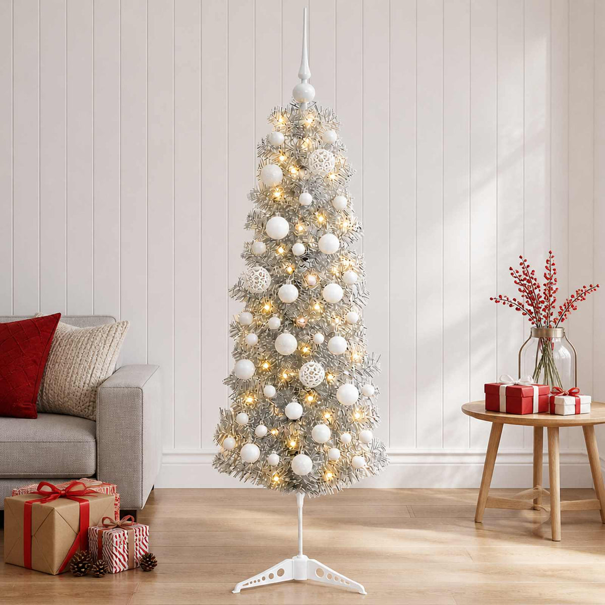 Umjetno usko božićno drvce s kuglicom 150 cm 150 LED lampica