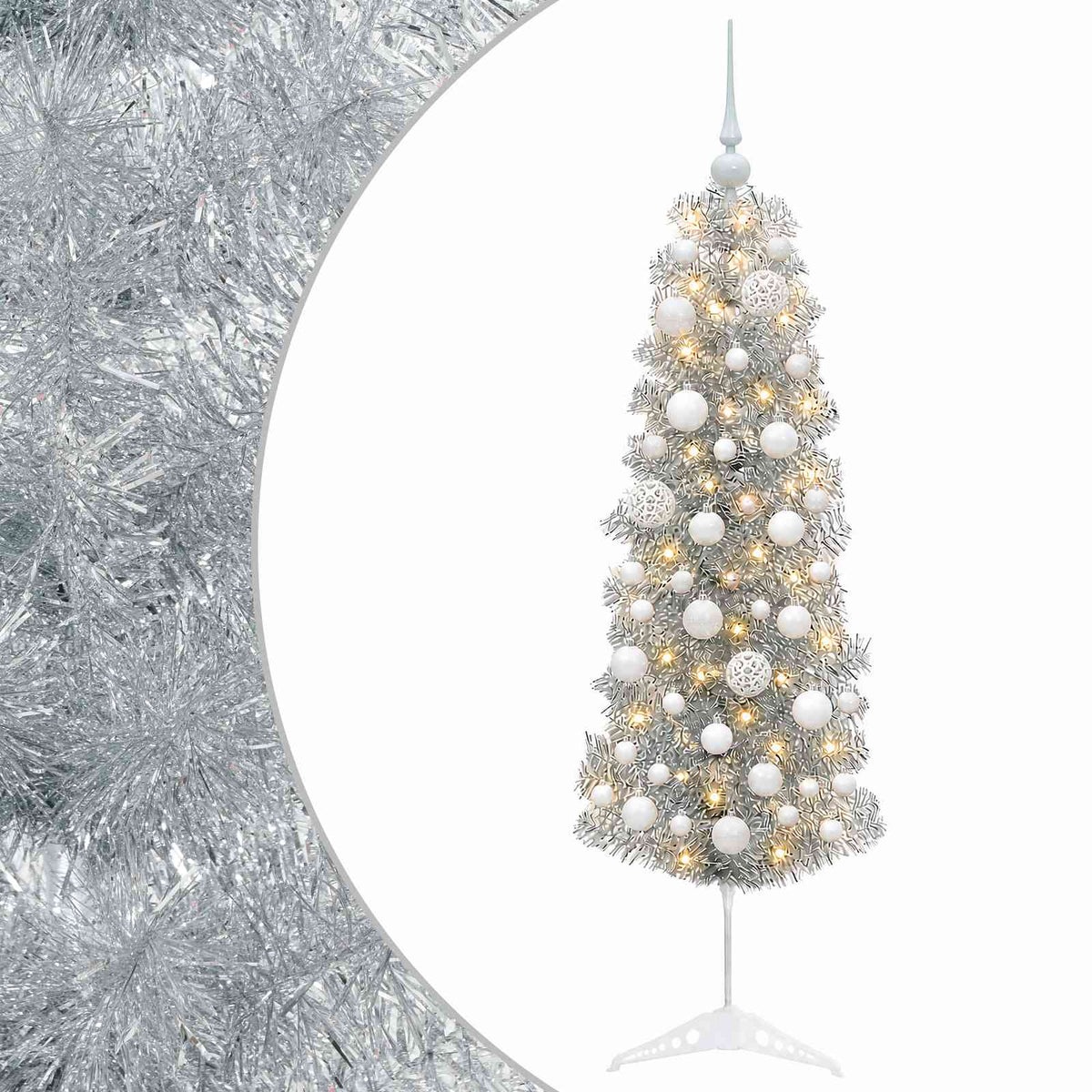 Umjetno usko božićno drvce s kuglicom 150 cm 150 LED lampica
