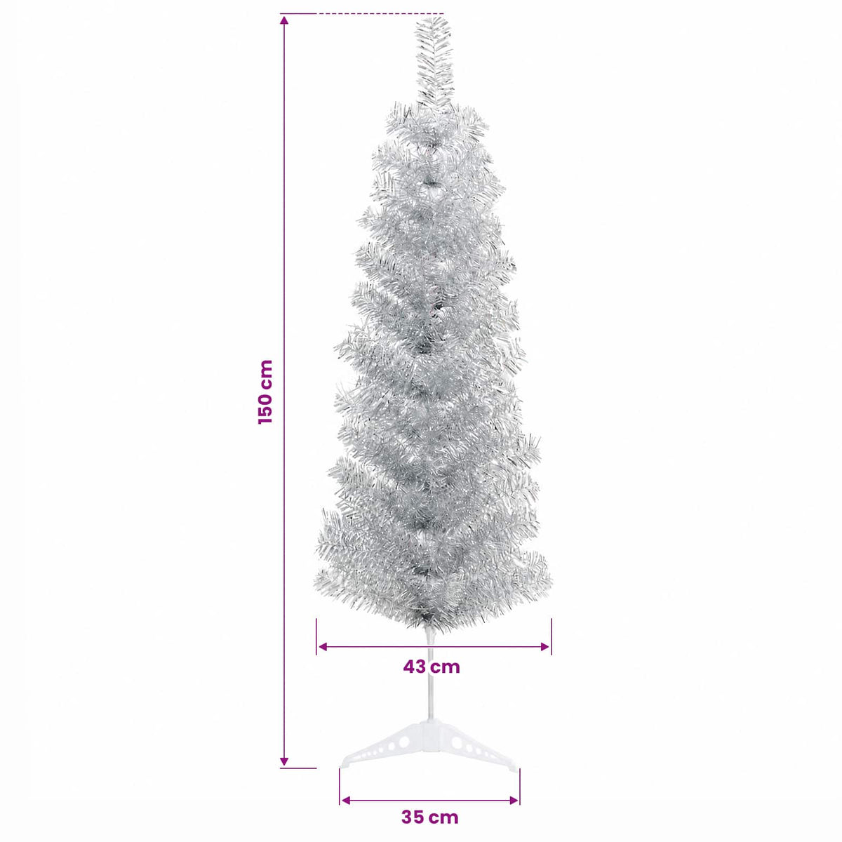 Umjetno usko božićno drvce s kuglicom 150 cm 150 LED lampica