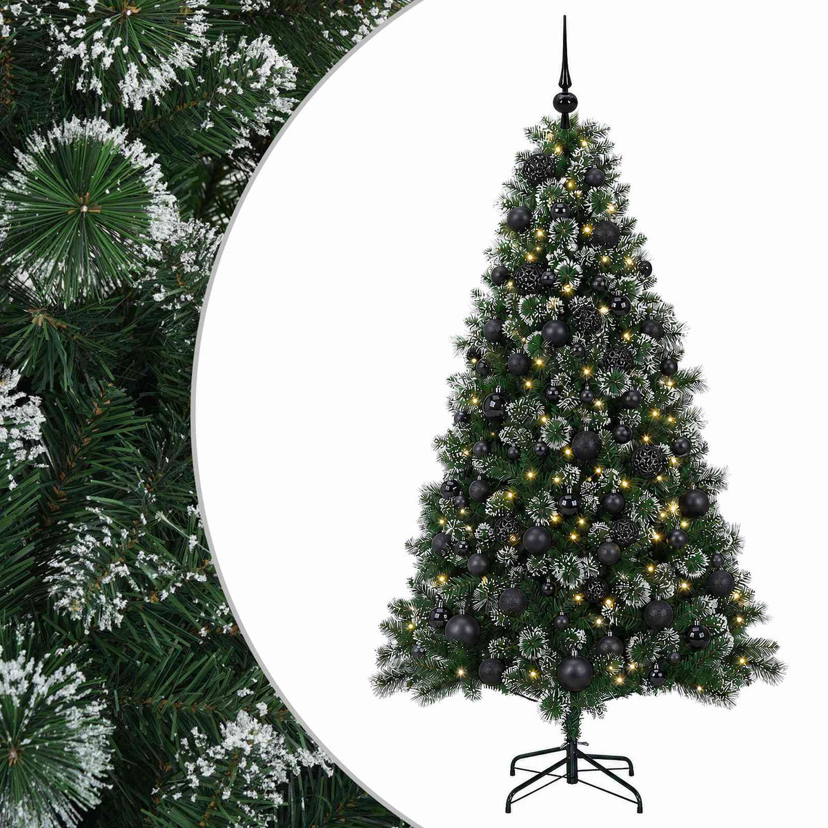 Umjetno božićno drvce s kuglicama 180 cm 300 LED lampica