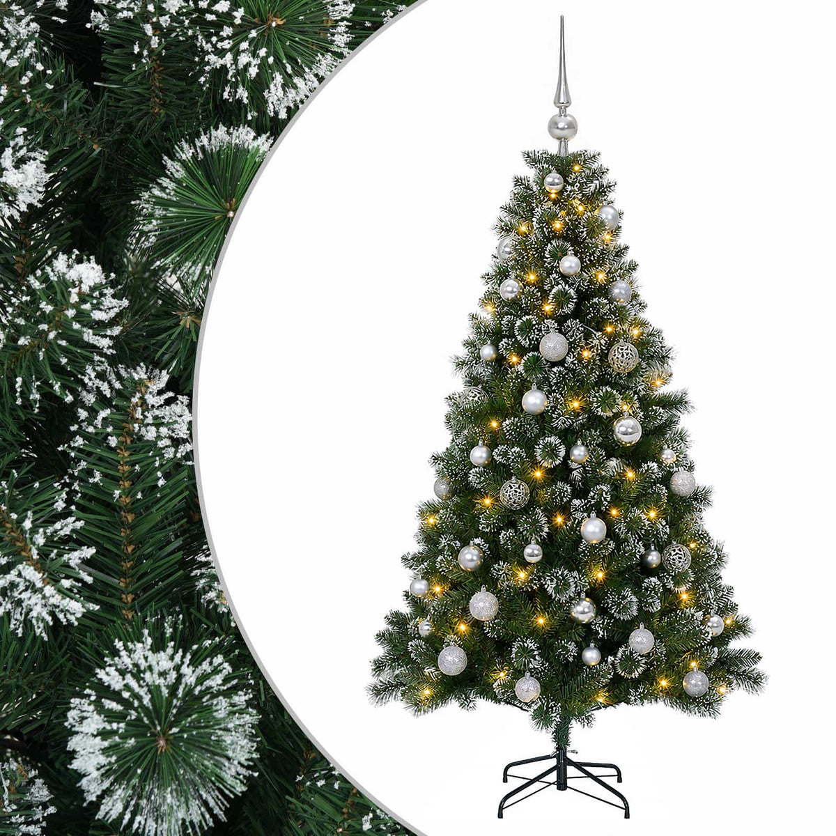 Umjetno božićno drvce s kuglicama 150 cm 150 LED lampica