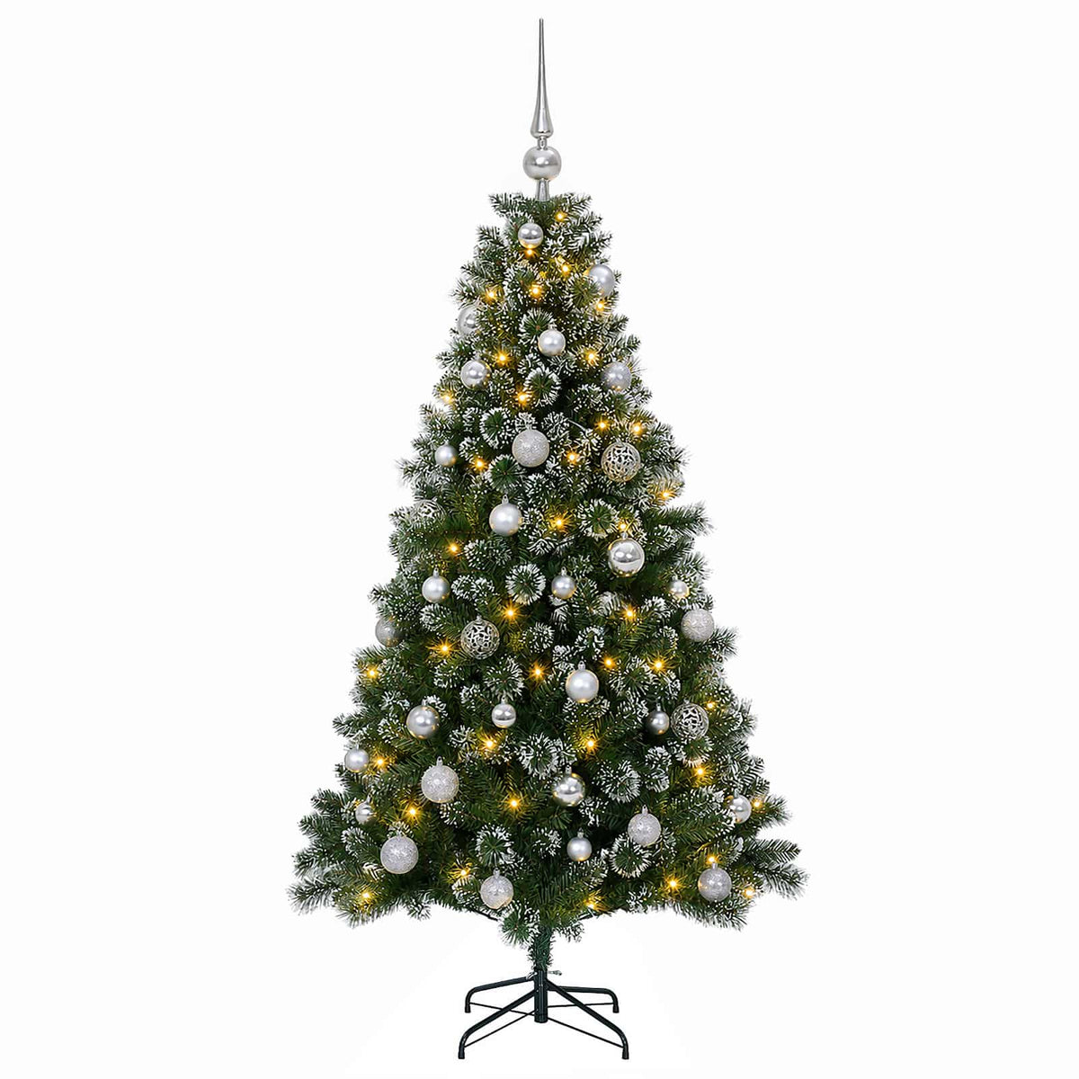 Umjetno božićno drvce s kuglicama 150 cm 150 LED lampica