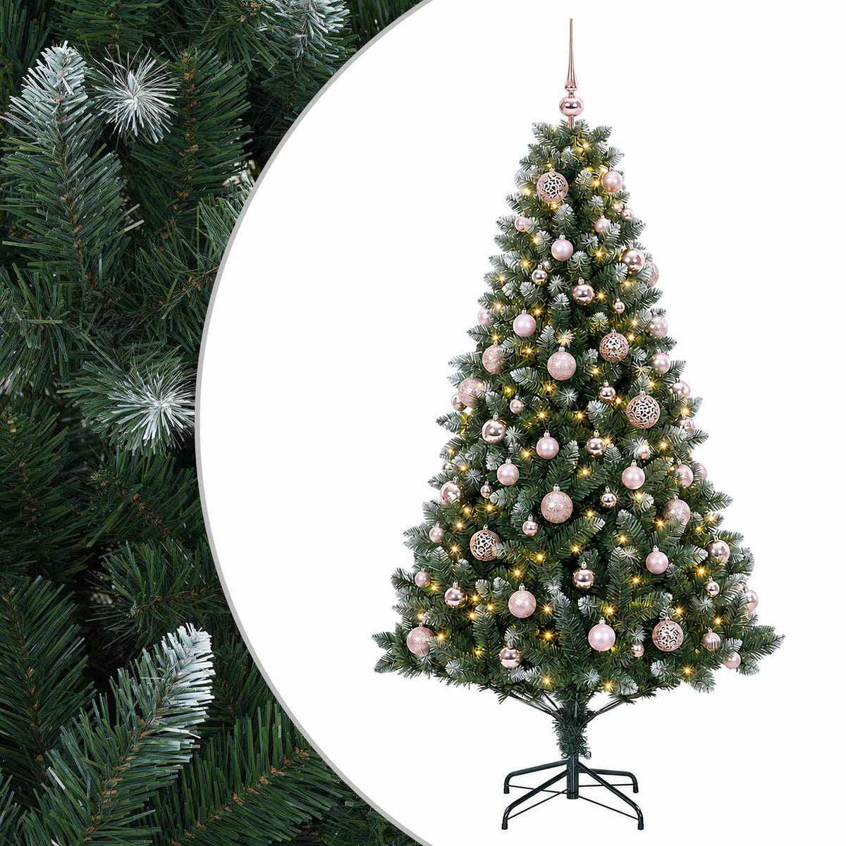 Umjetno božićno drvce s kuglicama 180 cm 300 LED lampica