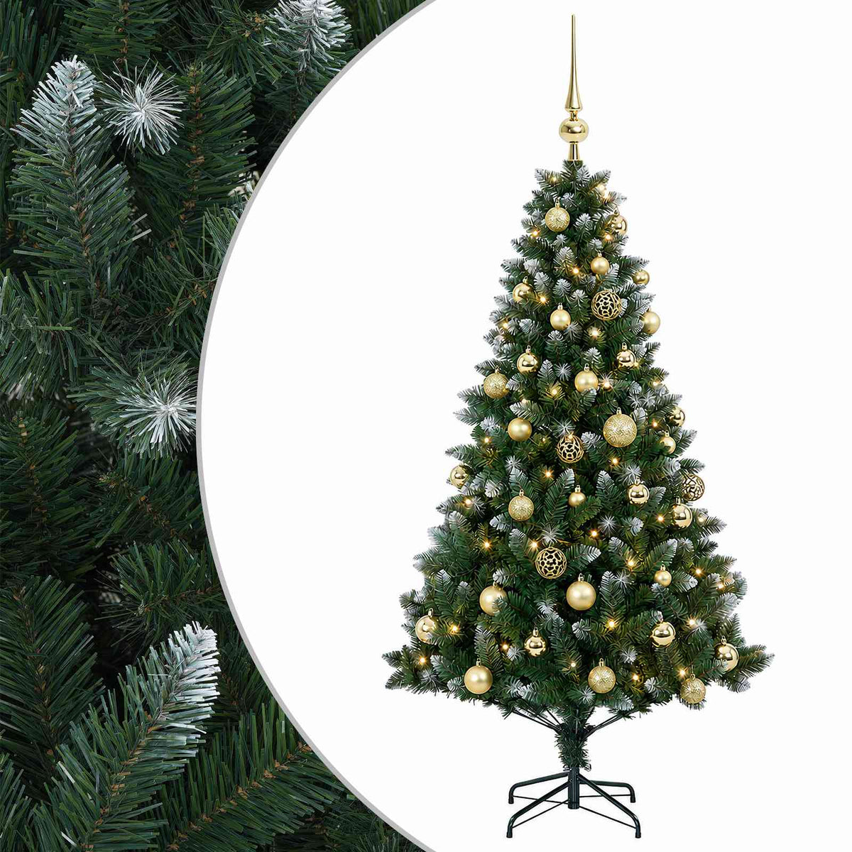 Umjetno božićno drvce s kuglicama 150 cm 150 LED lampica