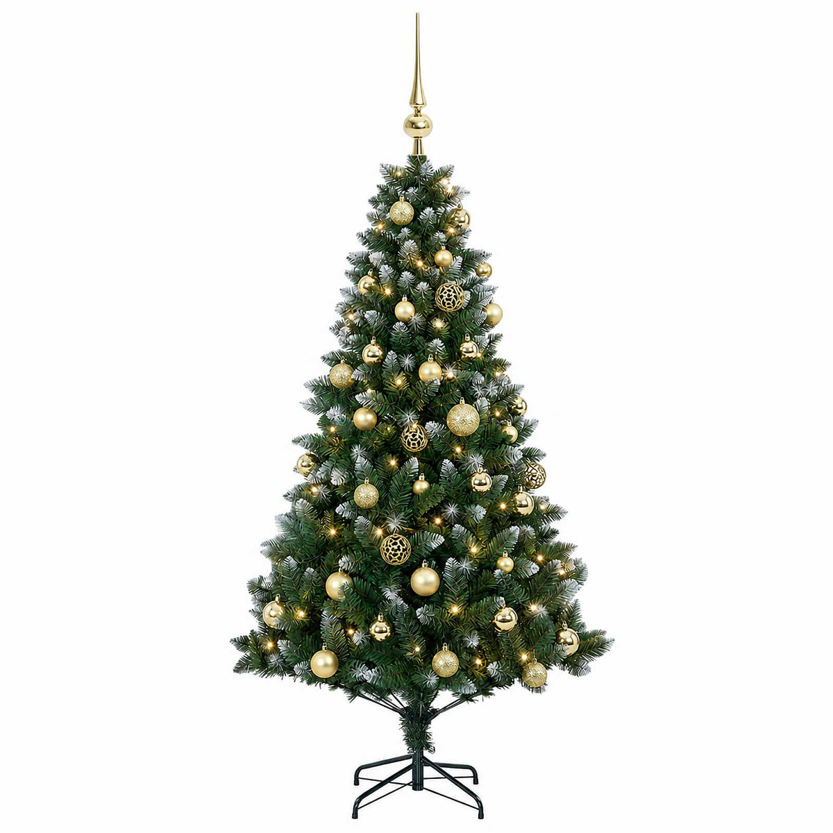 Umjetno božićno drvce s kuglicama 150 cm 150 LED lampica