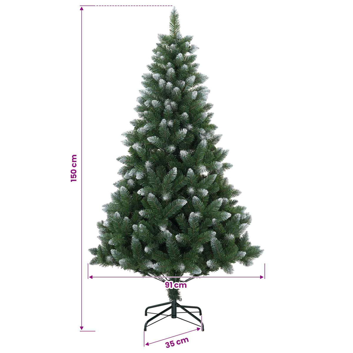 Umjetno božićno drvce s kuglicama 150 cm 150 LED lampica