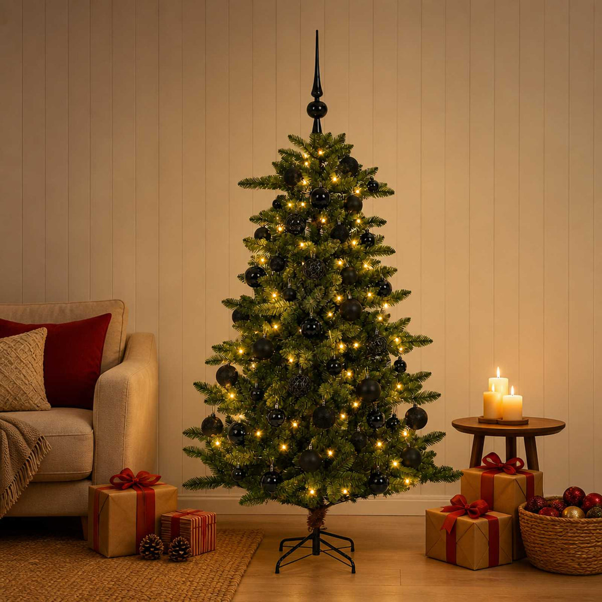 Umjetno božićno drvce s kuglicama 150 LED lampica