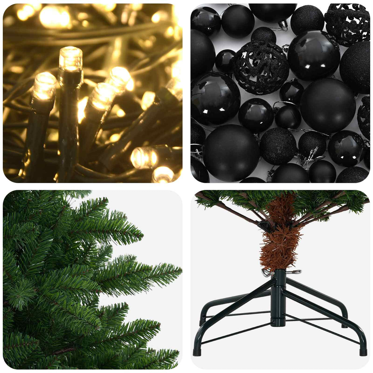 Umjetno božićno drvce s kuglicama 180 cm 300 LED lampica