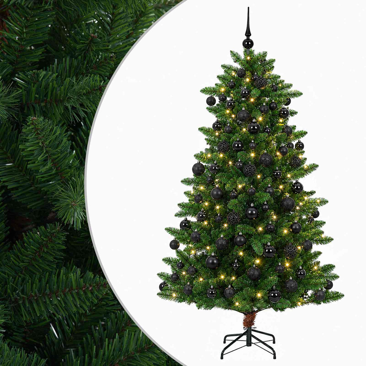 Umjetno božićno drvce s kuglicama 210 cm 300 LED lampica