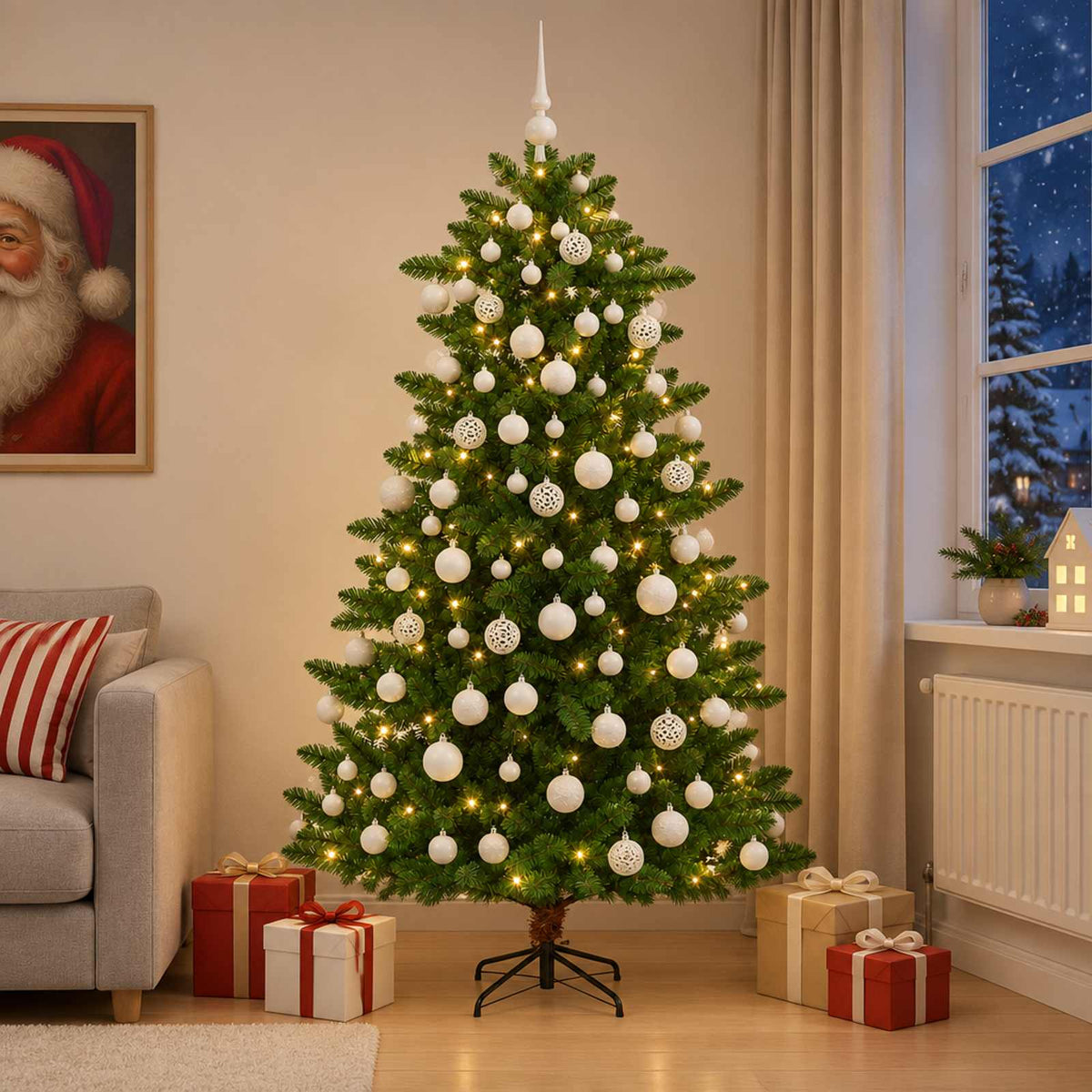 Umjetno božićno drvce s kuglicama 150 LED lampica
