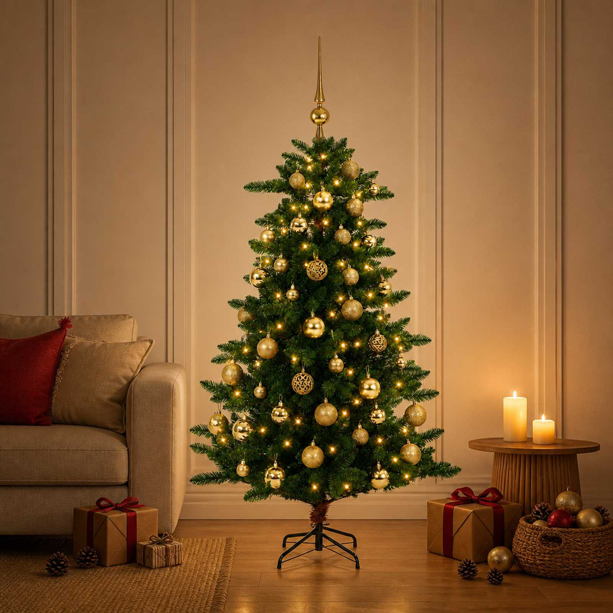 Umjetno božićno drvce s kuglicama 150 LED lampica