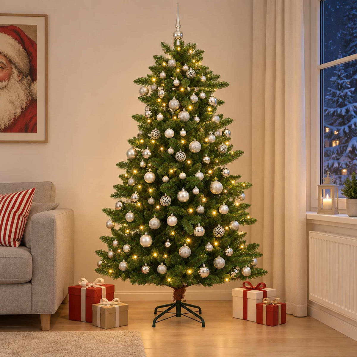 Umjetno božićno drvce s kuglicama 150 LED lampica