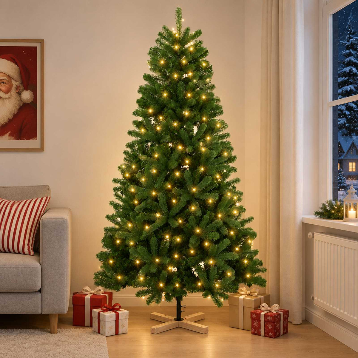 Umjetno božićno drvce 120 cm 150 LED lampica Topla bijela PVC