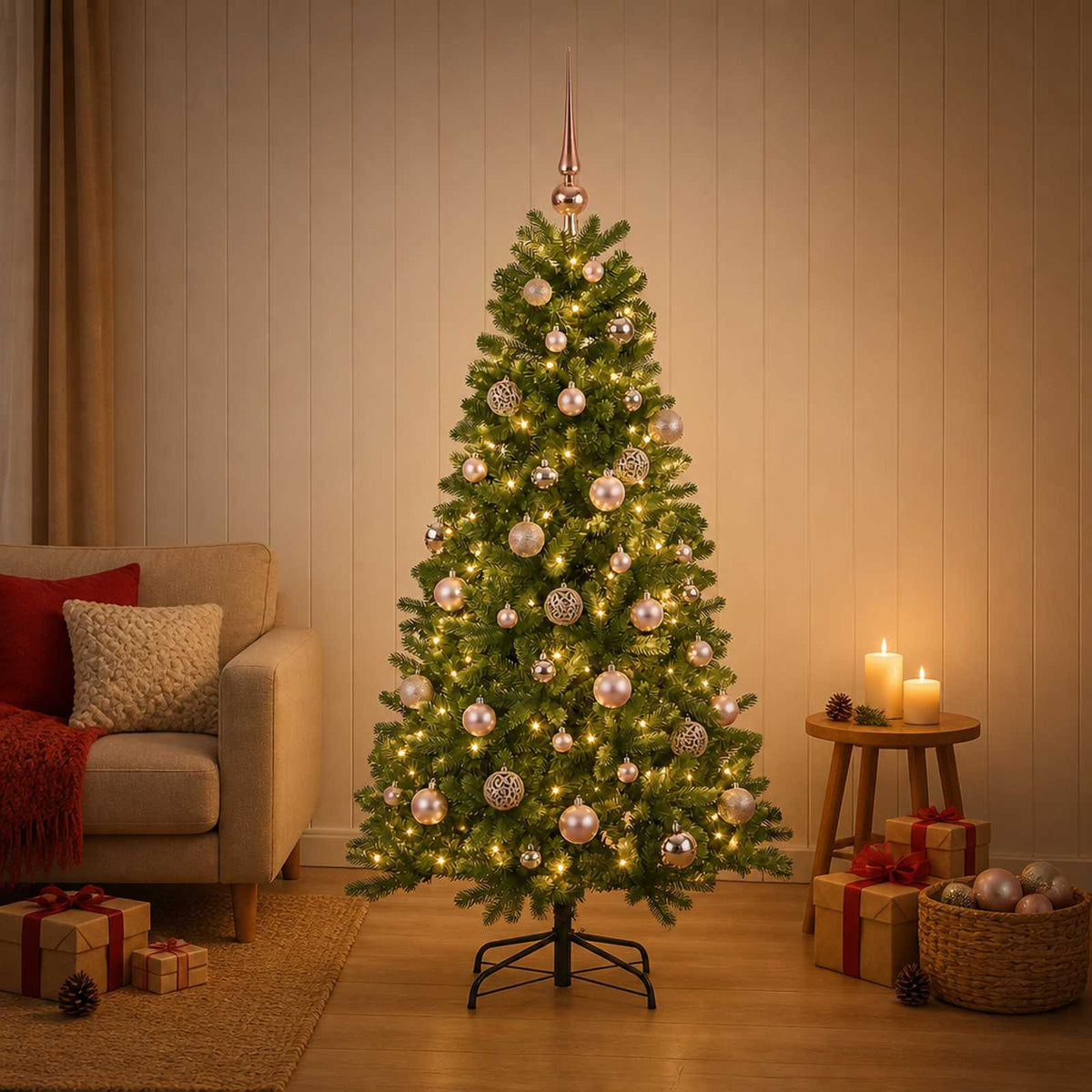 Umjetno božićno drvce s kuglicom 120 cm 150 LED lampica
