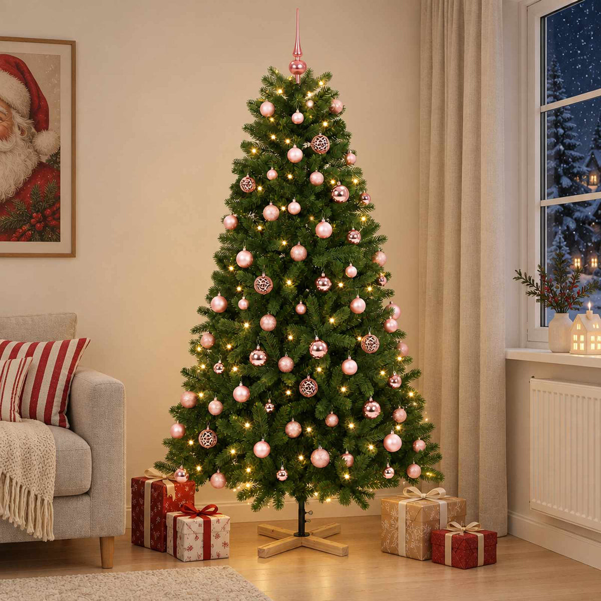 Umjetno božićno drvce s kuglicom 240 cm 300 LED lampica