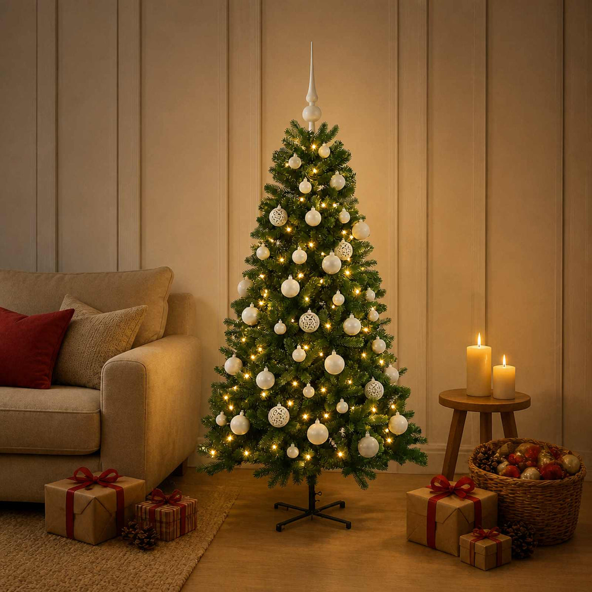 Umjetno božićno drvce s kuglicom 120 cm 150 LED lampica