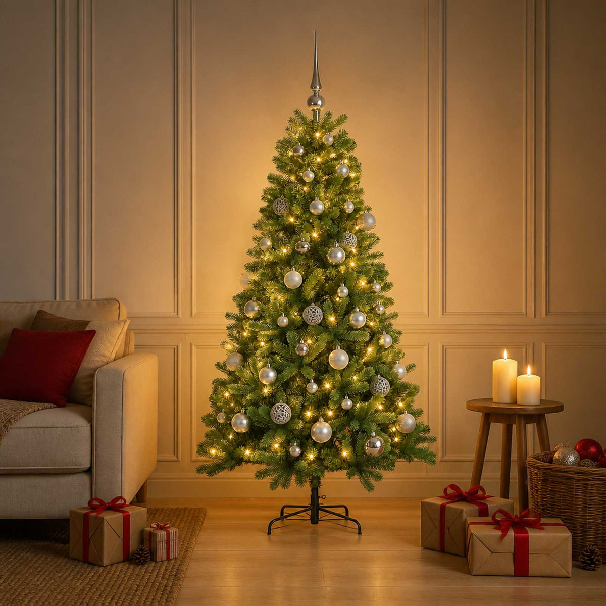 Umjetno božićno drvce s kuglicom 120 cm 150 LED lampica