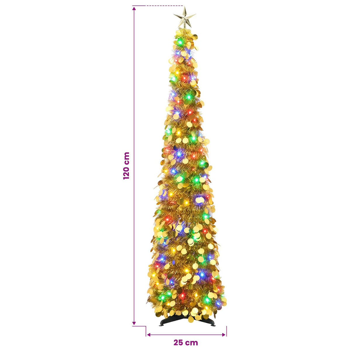 Pop-up LED božićno drvce sa zvijezdom na vrhu 120 cm