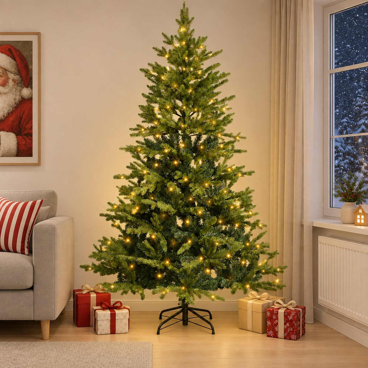 Umjetno božićno drvce s nogom 120 cm 150 LED lampica