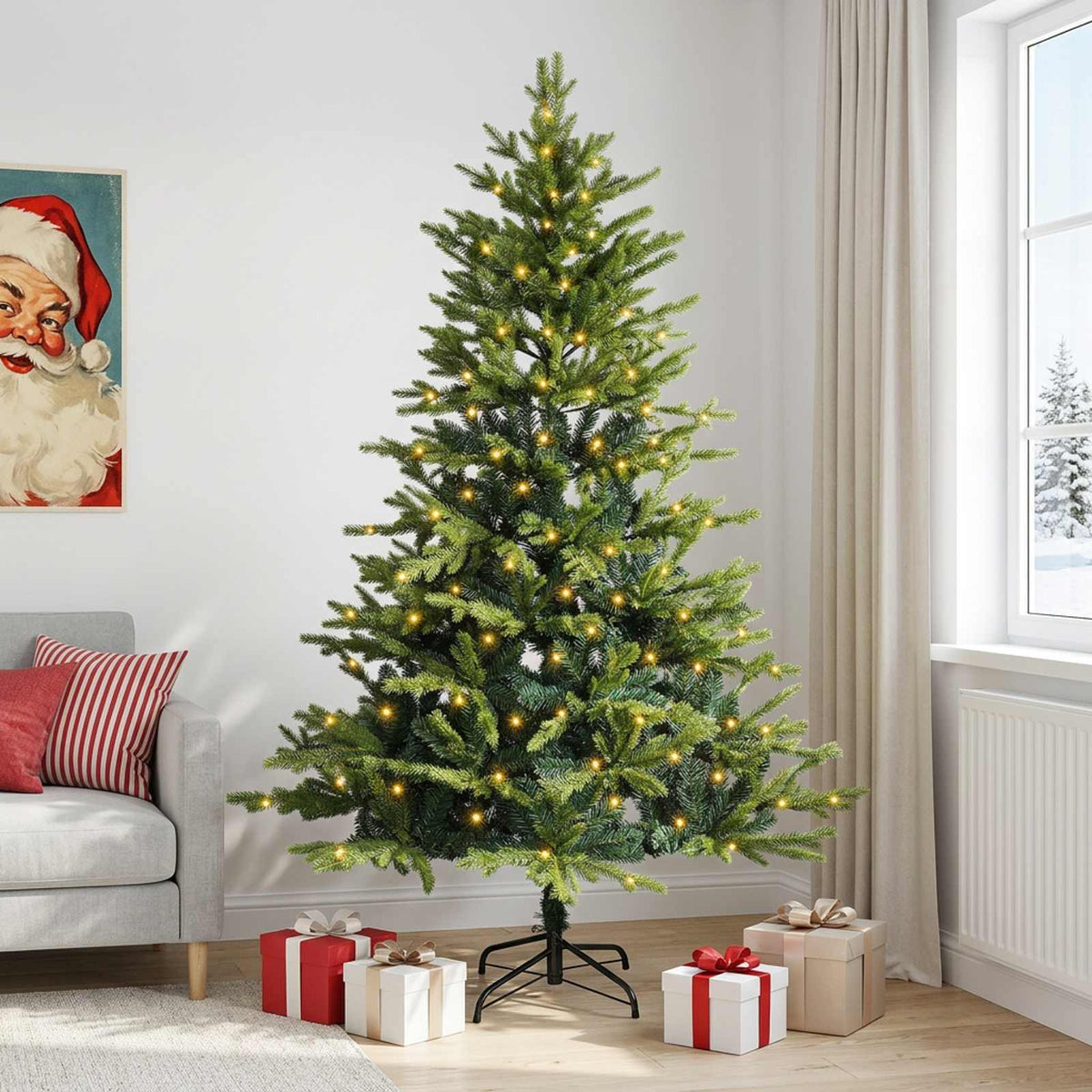 Umjetno božićno drvce s nogom 120 cm 150 LED lampica