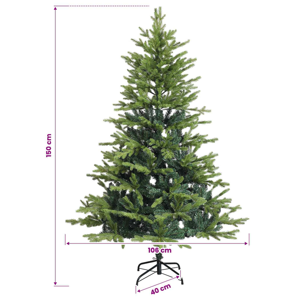 Umjetno božićno drvce s nogom 150 cm 150 LED lampica