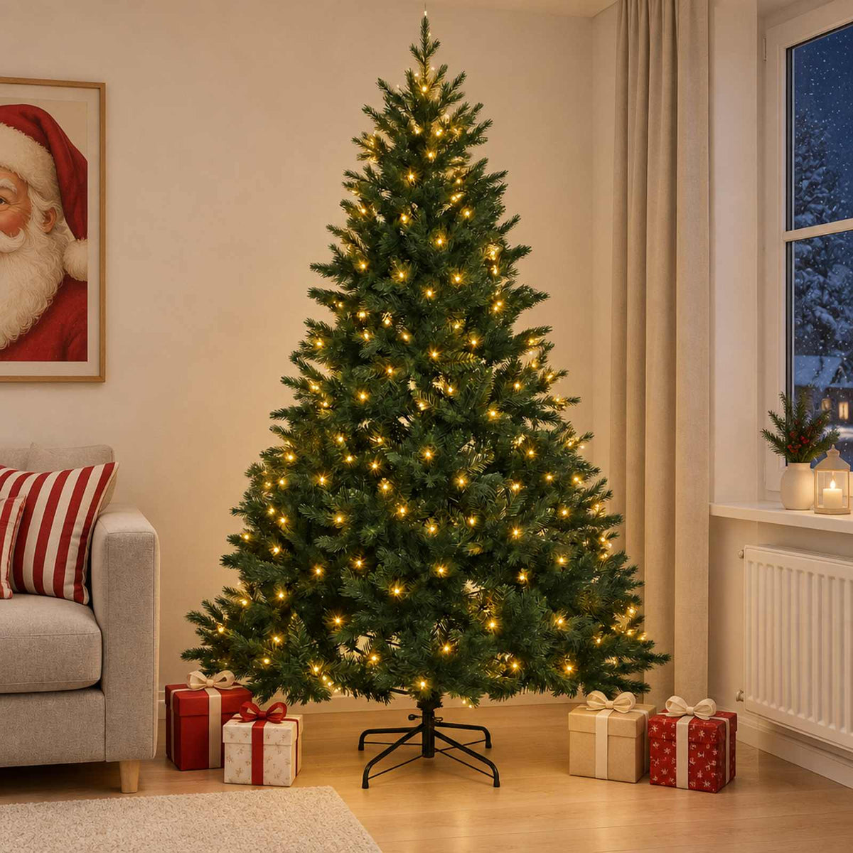 Umjetno božićno drvce s nogom 240 cm 300 LED lampica