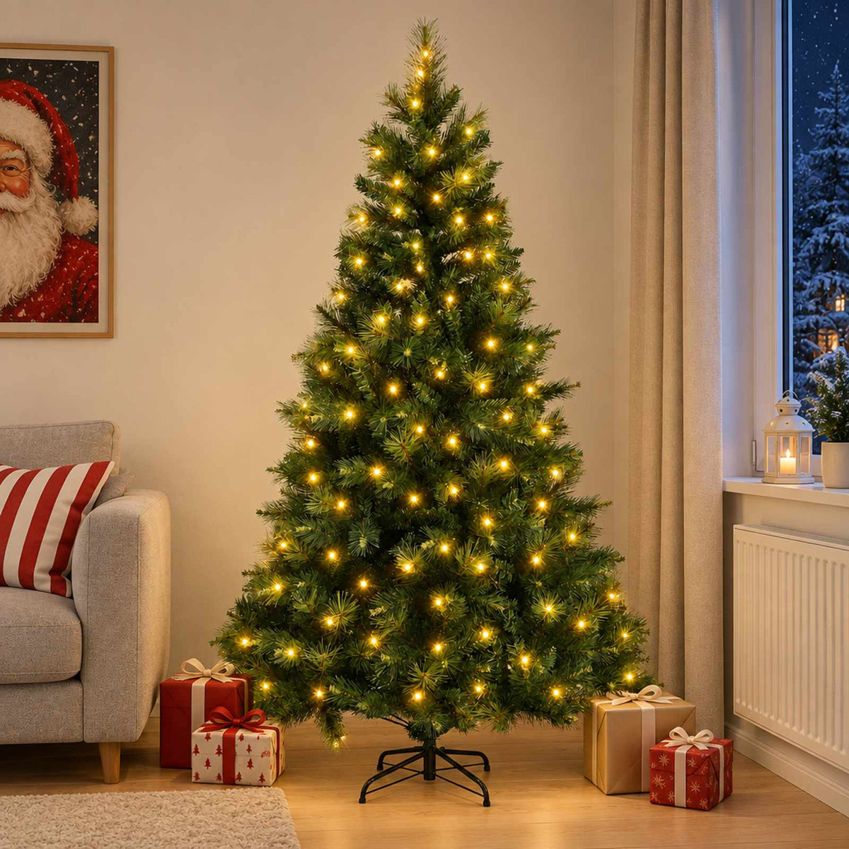 Umjetno božićno drvce s nogom 180 cm 300 LED lampica