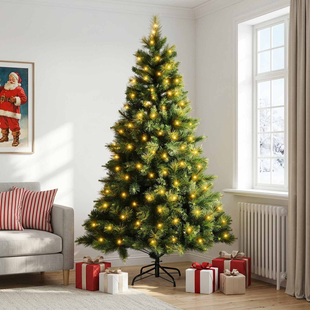 Umjetno božićno drvce s nogom 180 cm 300 LED lampica