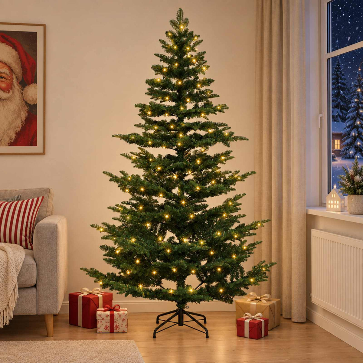 Umjetno božićno drvce s nogom 150 cm 150 LED lampica