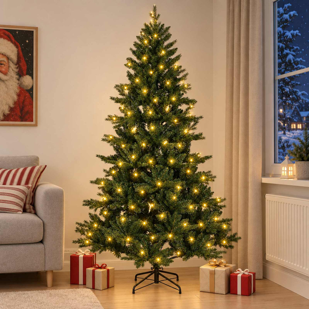 Umjetno božićno drvce s kuglicama 300 LED lampica