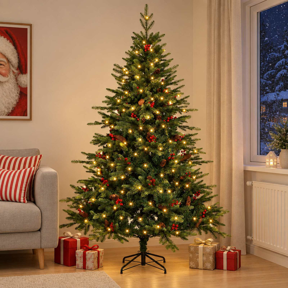 Umjetno božićno drvce s nogom 210 cm 300 LED lampica