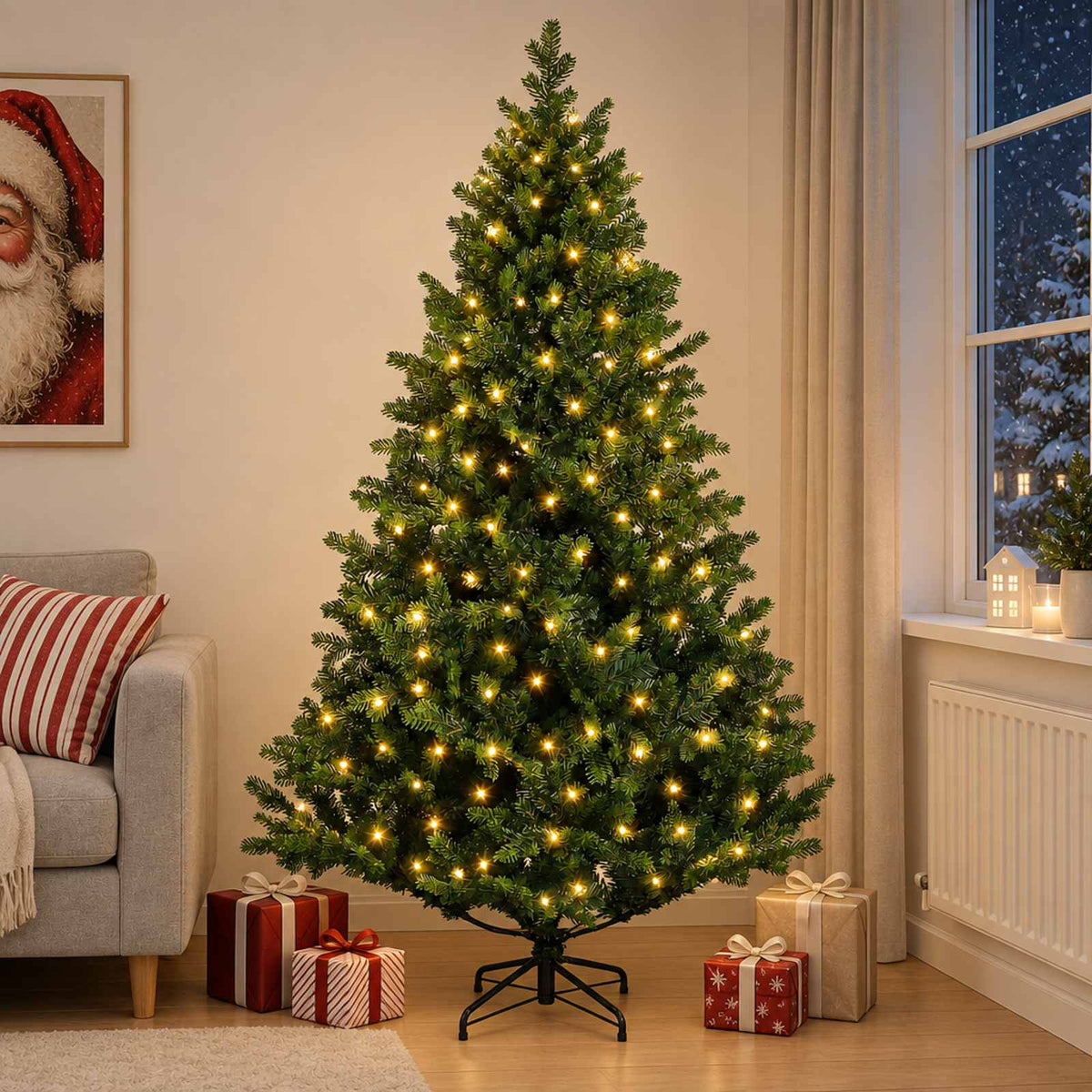 Umjetno božićno drvce s kuglicama 300 LED lampica