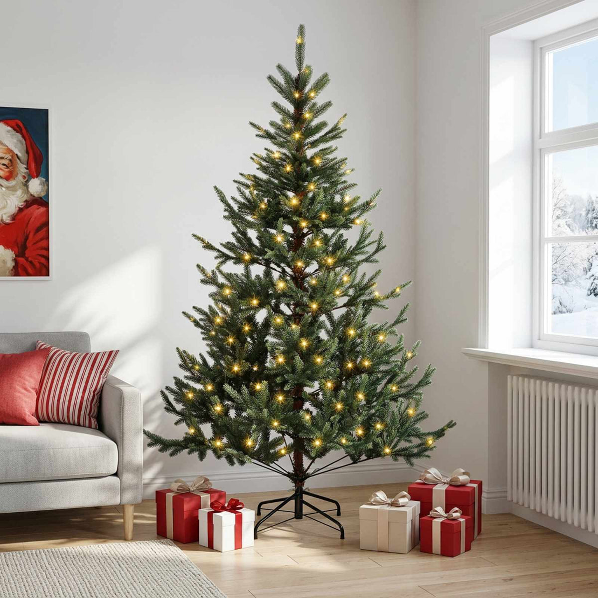 Umjetno božićno drvce s nogom 120 cm 150 LED lampica