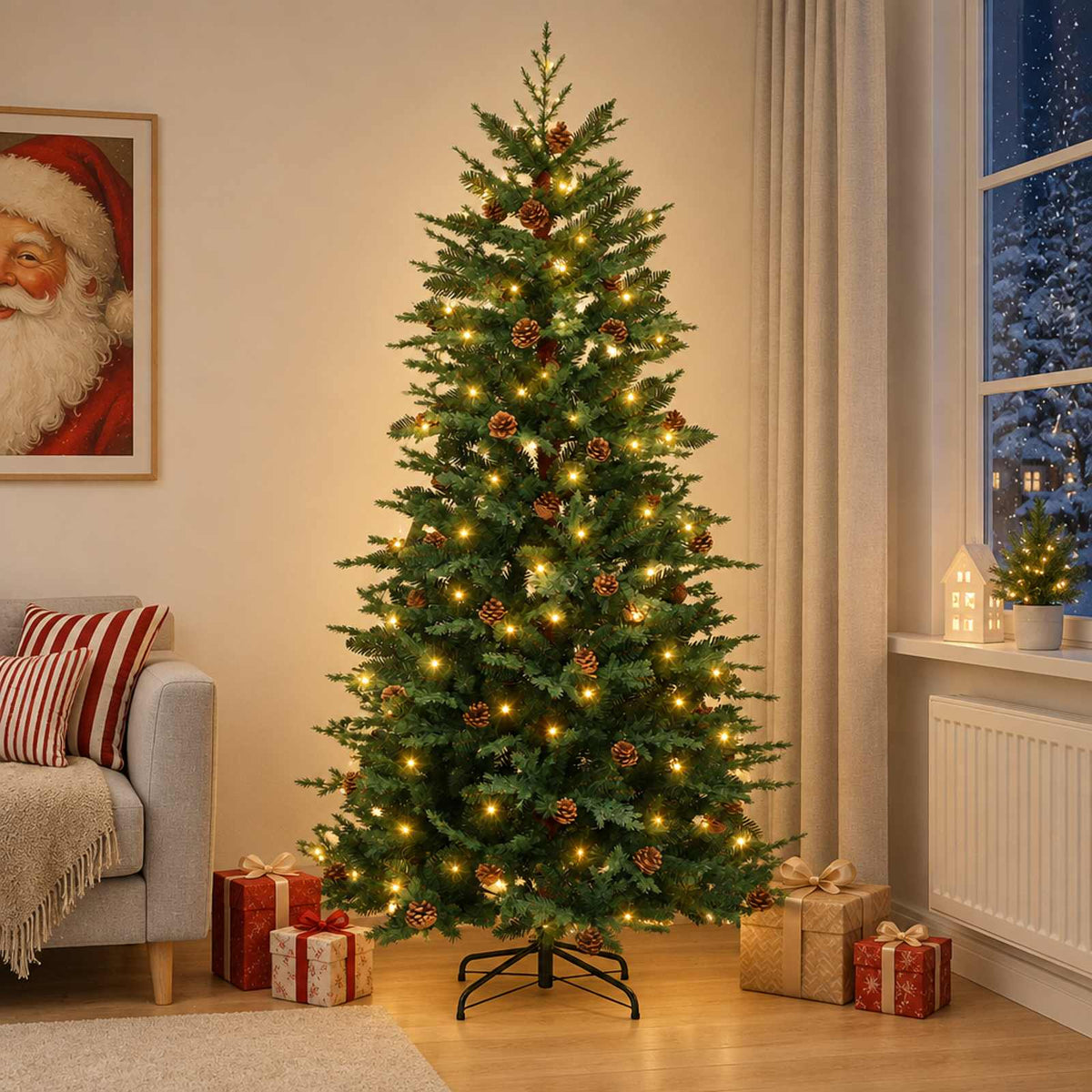 Umjetno božićno drvce s nogom 180 cm 300 LED lampica