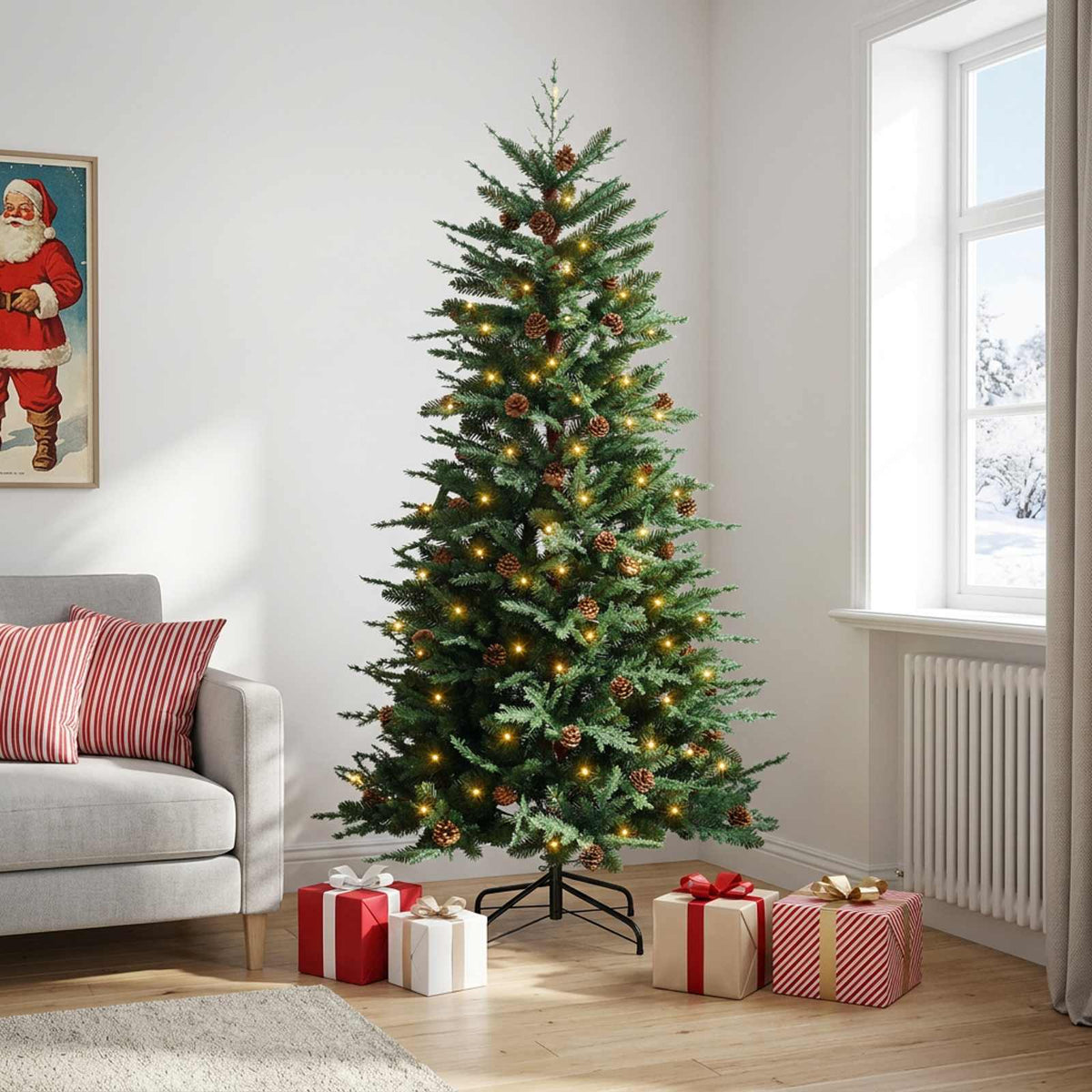 Umjetno božićno drvce s nogom 180 cm 300 LED lampica