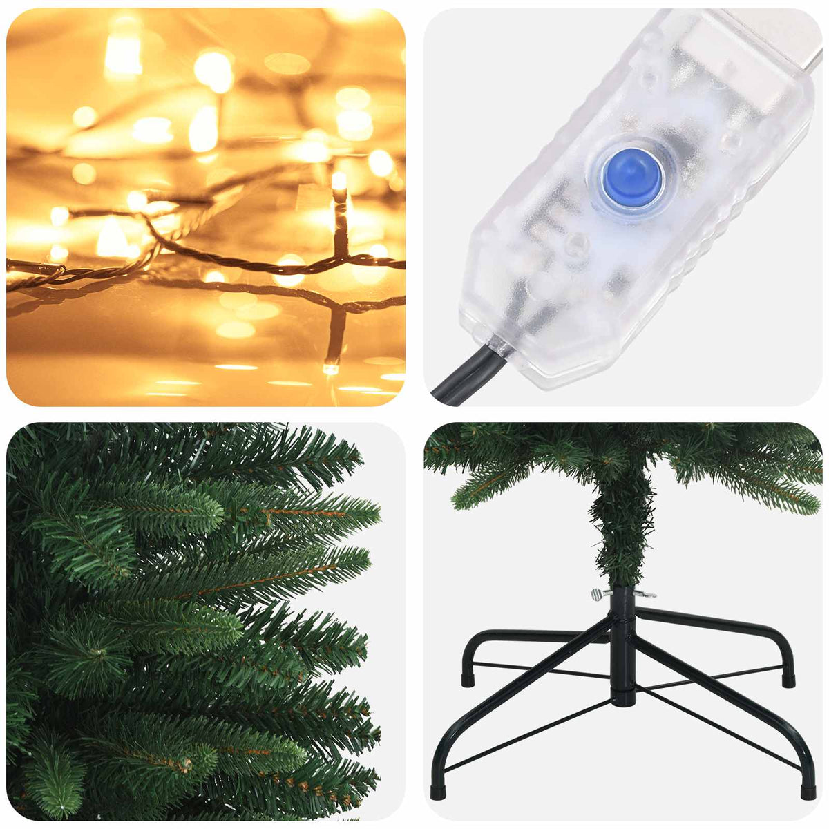 Umjetno vitko božićno drvce 120 cm 150 LED lampica Topla bijela