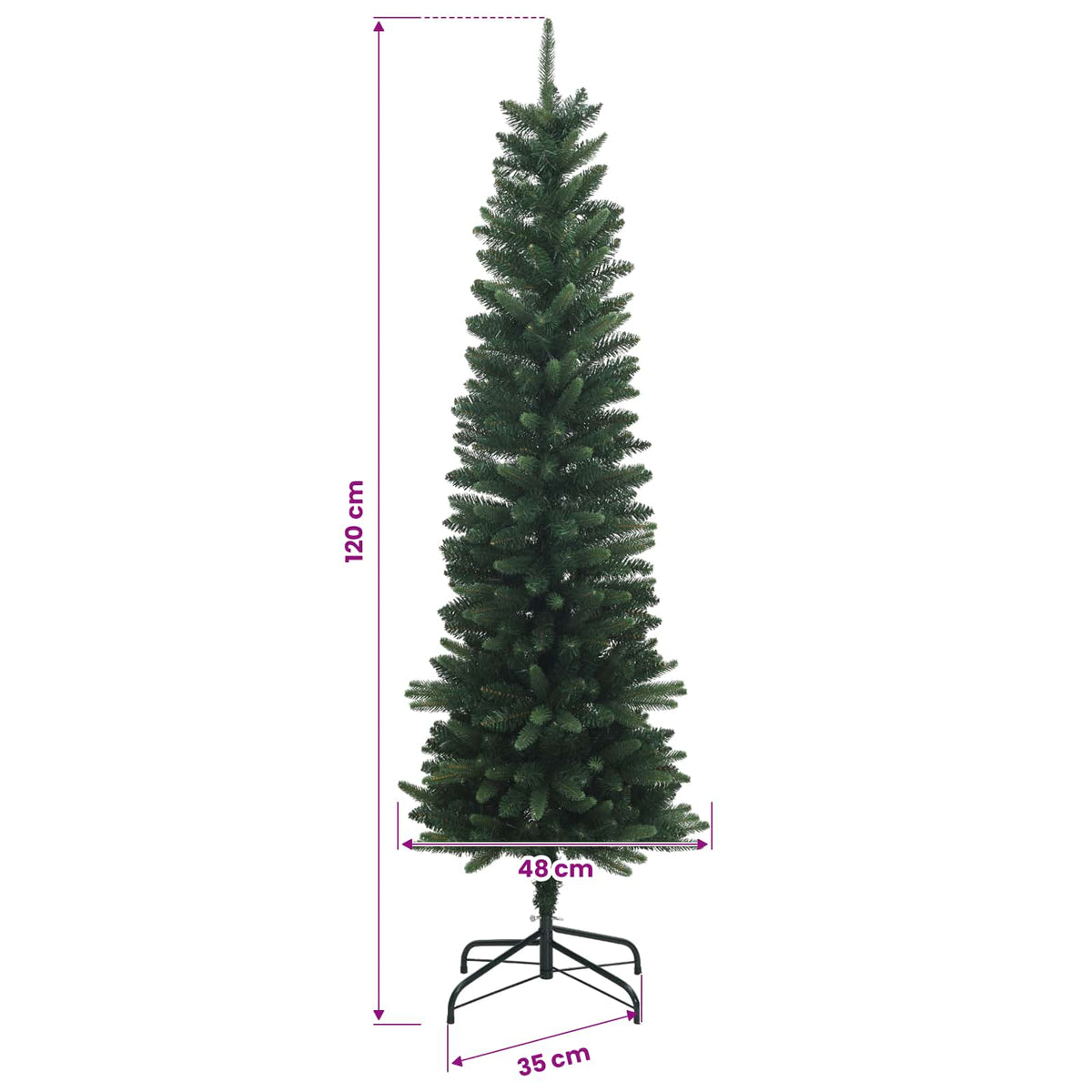 Umjetno vitko božićno drvce 120 cm 150 LED lampica Topla bijela
