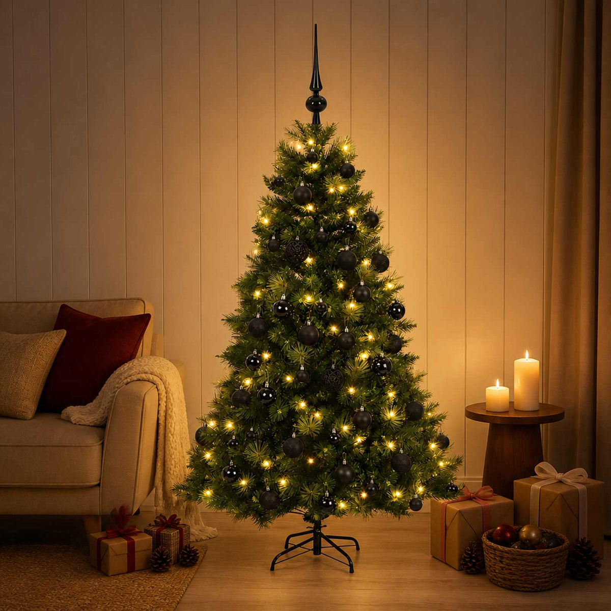 Umjetno božićno drvce s kuglicom 120 cm 150 LED lampica