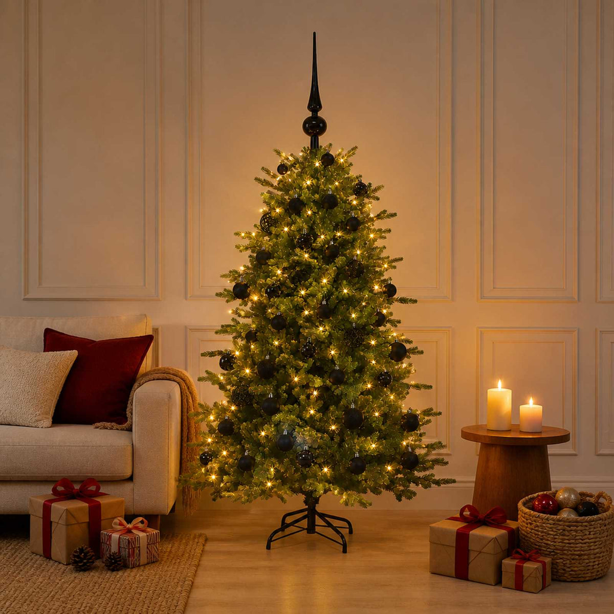 Umjetno božićno drvce s kuglicom 120 cm 150 LED lampica
