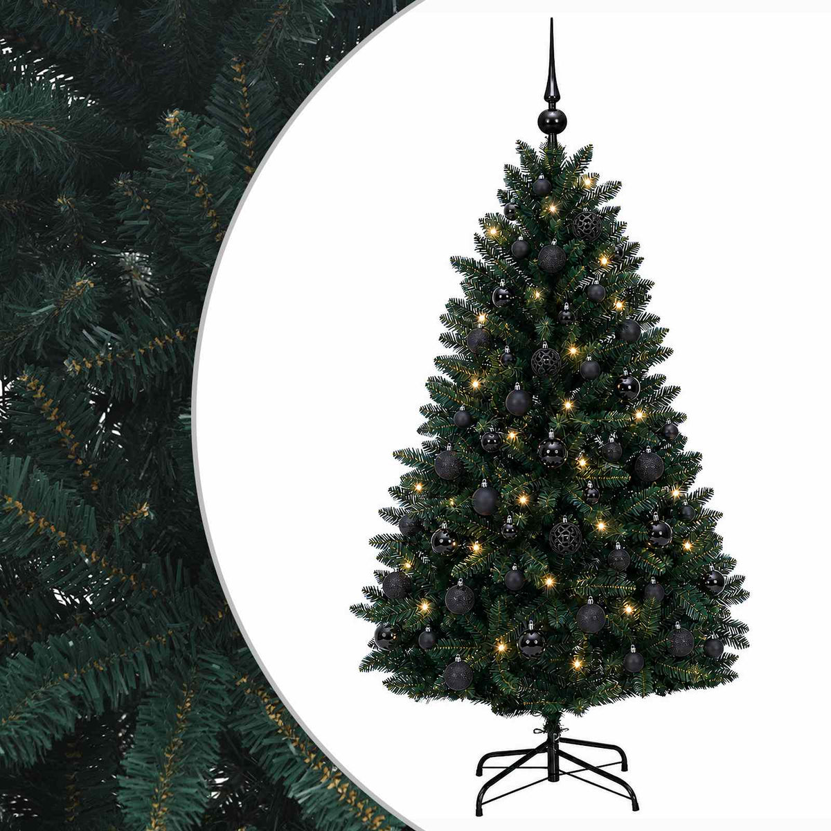 Umjetno božićno drvce tamnozeleno s kuglicama 150 cm