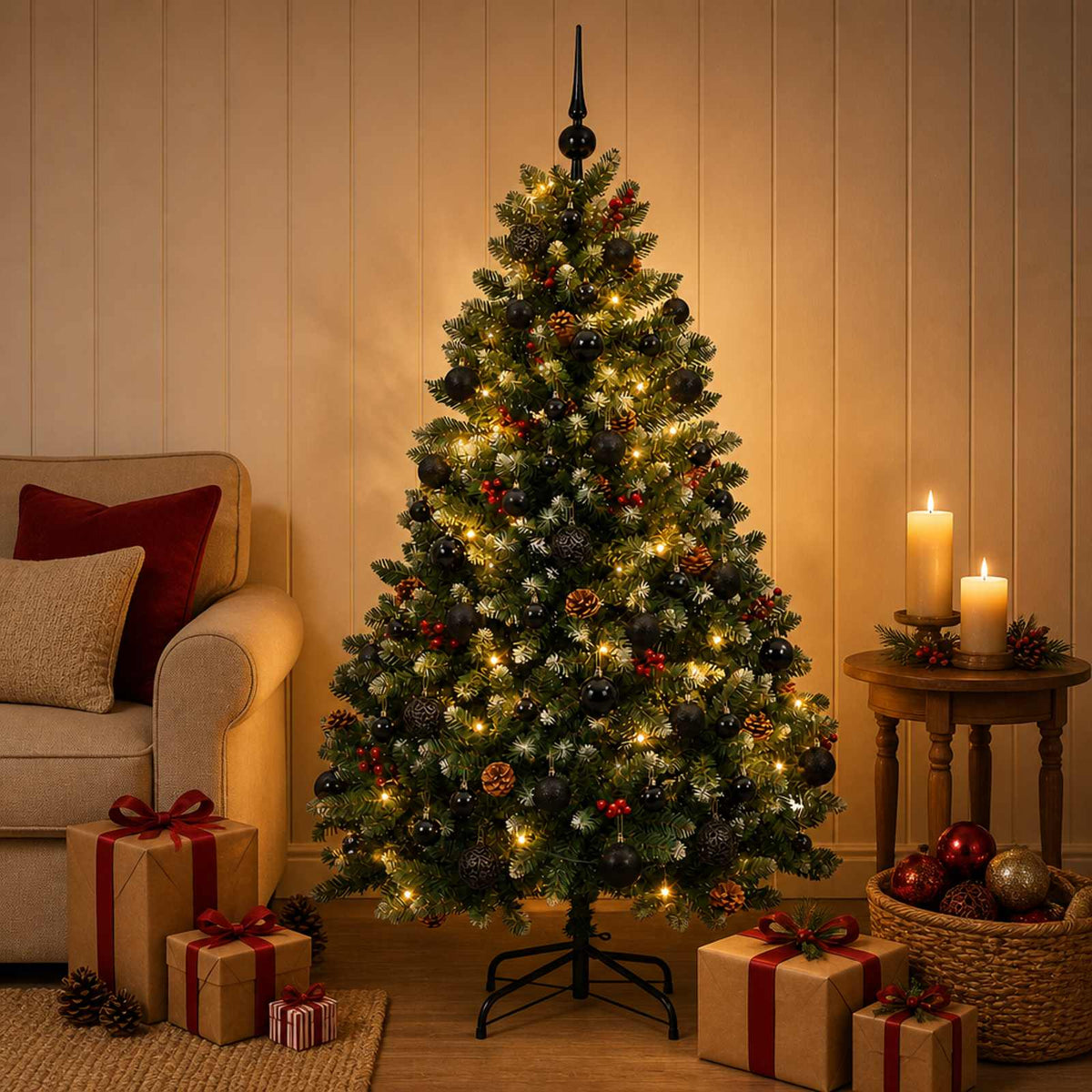 Umjetno božićno drvce zeleno s kuglicom 150 cm 150 LED lampica