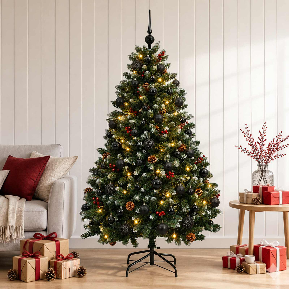 Umjetno božićno drvce zeleno s kuglicom 150 cm 150 LED lampica
