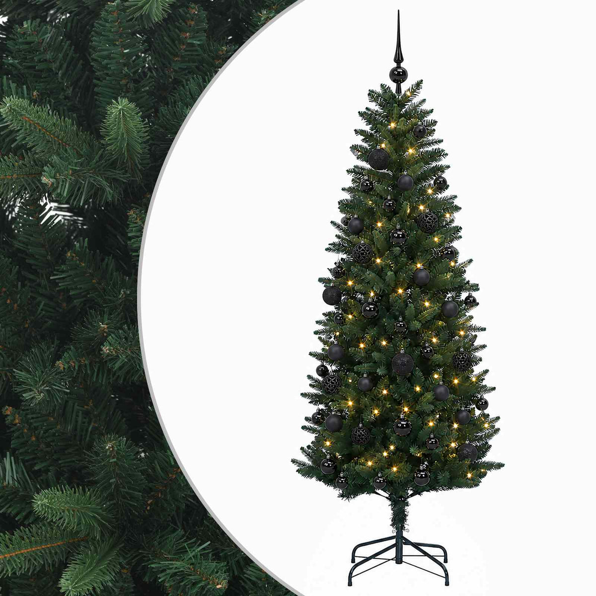 Umjetno božićno drvce s kuglicama 120 cm 150 LED lampica