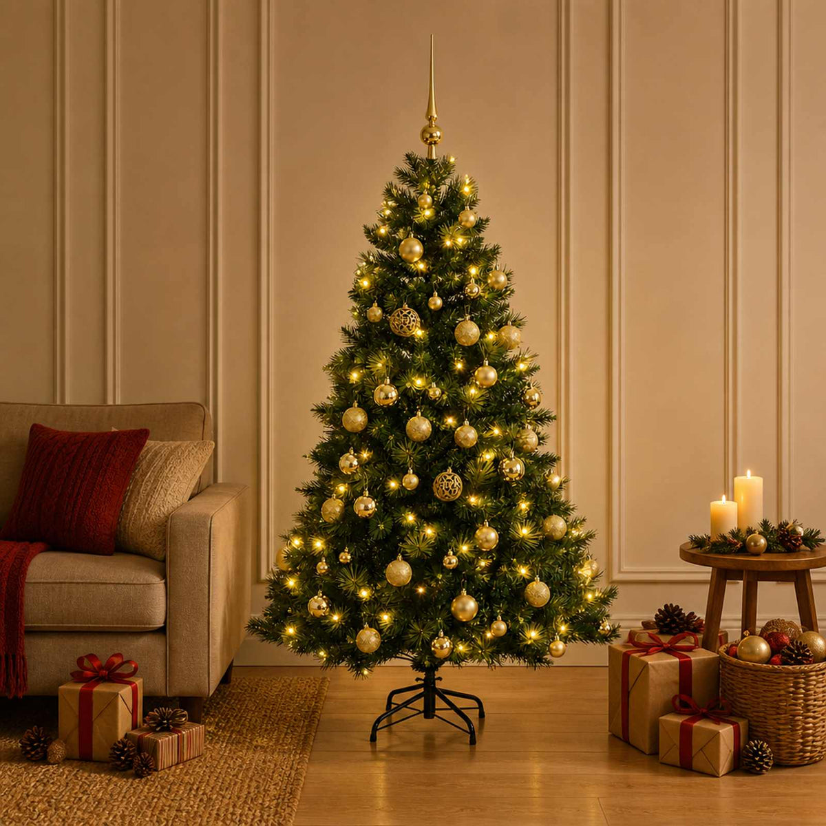 Umjetno božićno drvce s kuglicom 120 cm 150 LED lampica