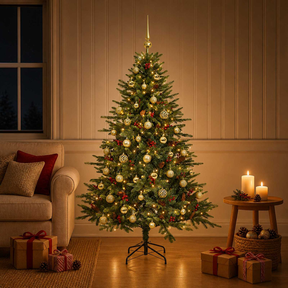Umjetno božićno drvce s kuglicom 120 cm 150 LED lampica