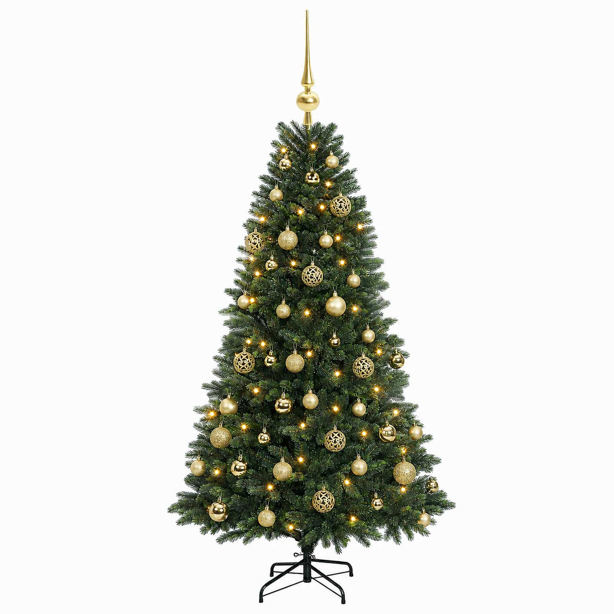 Umjetno božićno drvce s kuglicama 120 cm 150 LED lampica